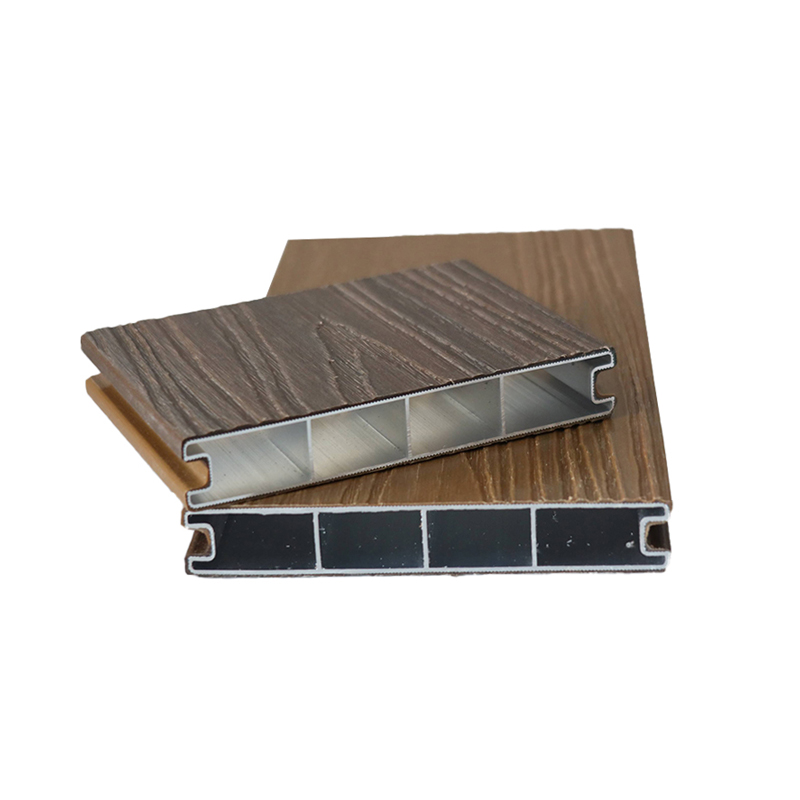 SRL-AL 138*23mm Fire-Resistant, Waterproof WPC Decking with Co-Extruded Aluminum